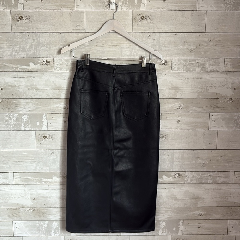 NWT RW&CO. Faux Leather Black Midi Skirt - Picture 6 of 11